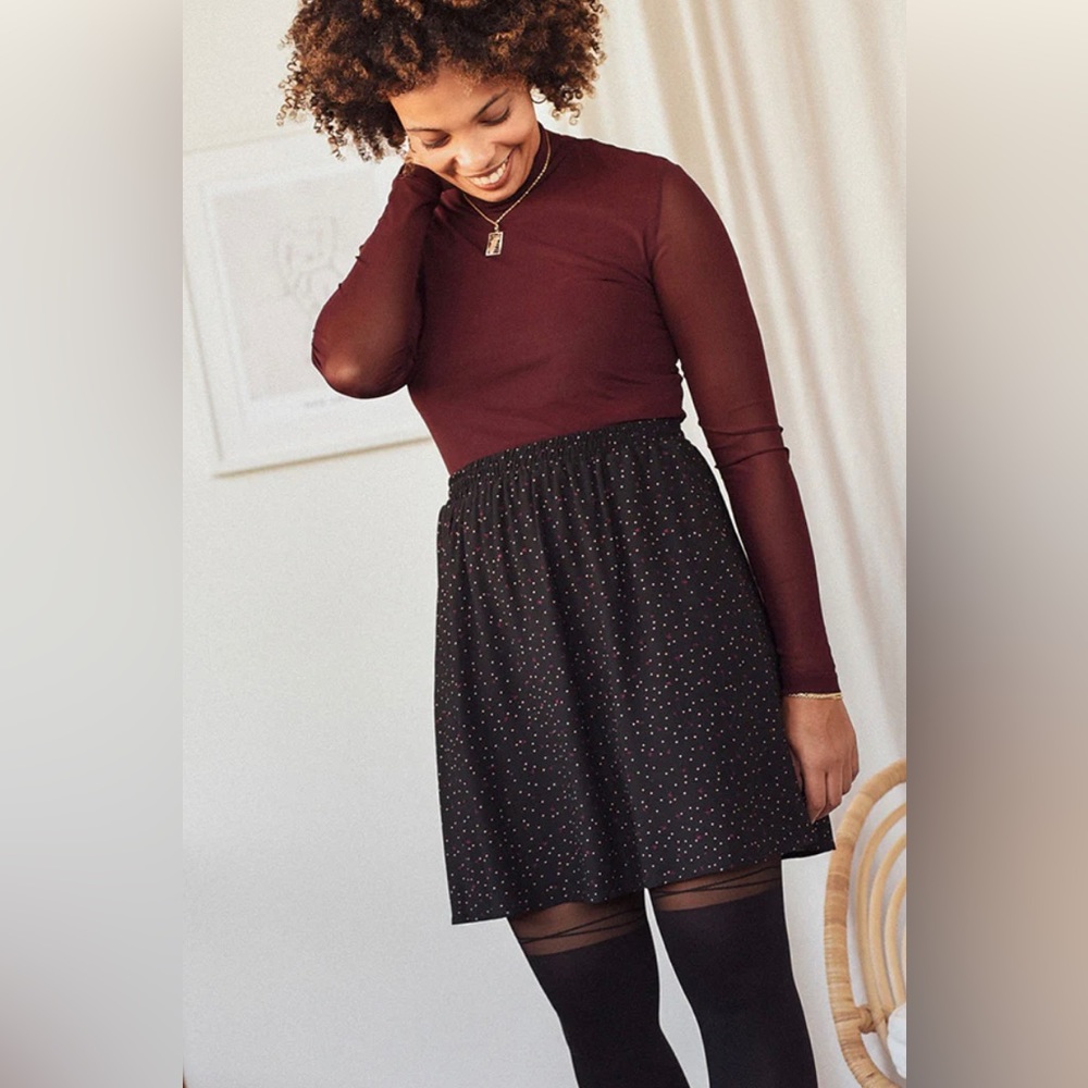 Elegant Black Polka Dot Skirt